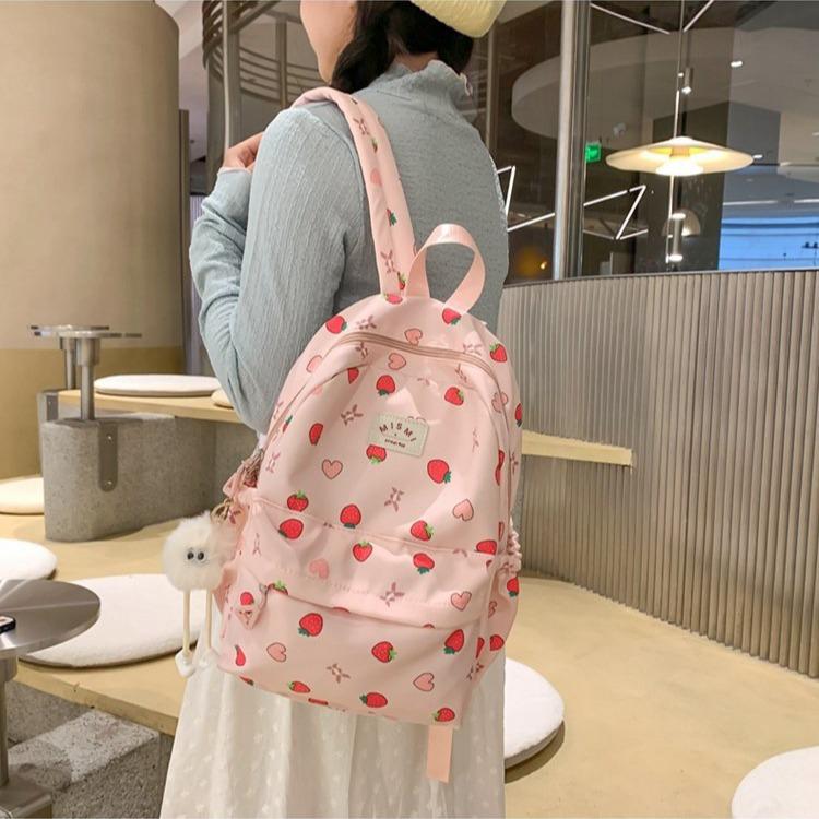 Mismi Joy Bag Tas Ransel Wanita Korean Style Strawberry Love School Backpack Perempuan Trendy - 42J 2
