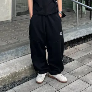 HOUSE OF TAMBIYU Sweatpants Baggy Cotton Fleece 300gsm High Quality Celana Panjang Unisex Warna Hitam