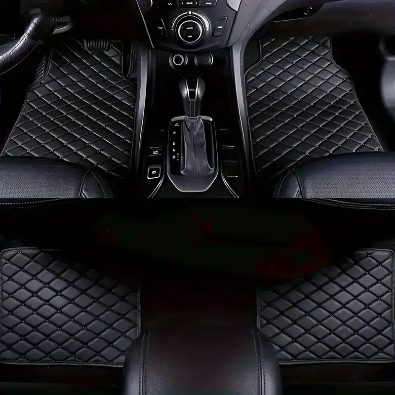 Luxury car floor mat 5-piece set, waterproof, anti slip, wear-resistant PU leather car floor mat, front and rear full set of car carpet leather accessories interior, universal model