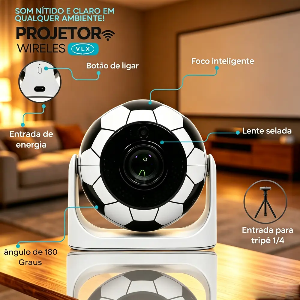 Projetor Portátil VLX HY320 Mini 4K Suporte Android Wi-Fi 6 Bluetooth para Cinema Doméstico - imagem 7