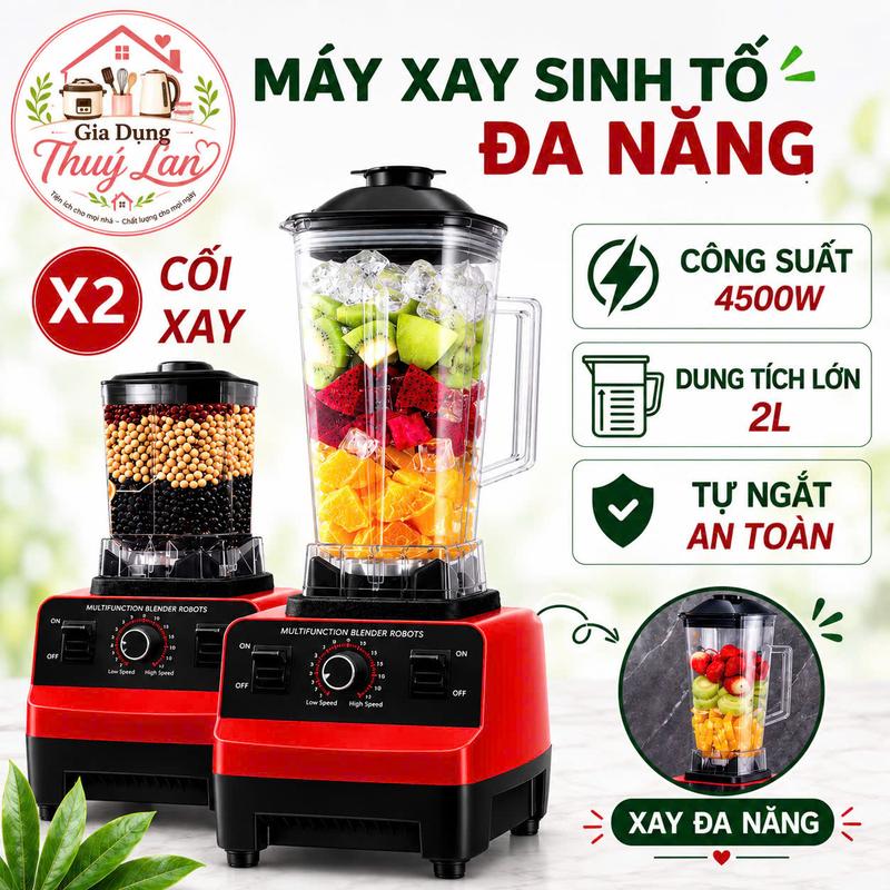[HÀNG CAO CẤP] [BẢN 2 CỐI XAY] Máy Xay Sinh Tố Đa Năng KAW SILVER CREST SC-1589 Máy Xay Công Nghiệp 2 Cối Xay Công Suất 4500W