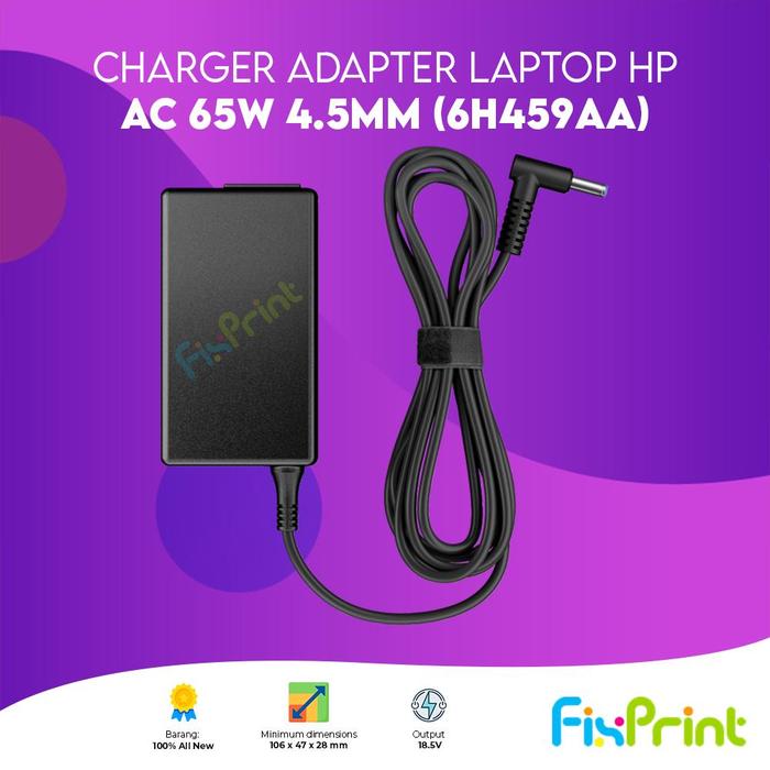 Gambar Charger Adapter Laptop HP Adaptor Original AC 65W 4.5mm (6H459AA) Garansi Resmi dari FixPrint Indonesia Kota Administrasi Jakarta Utara Tokopedia