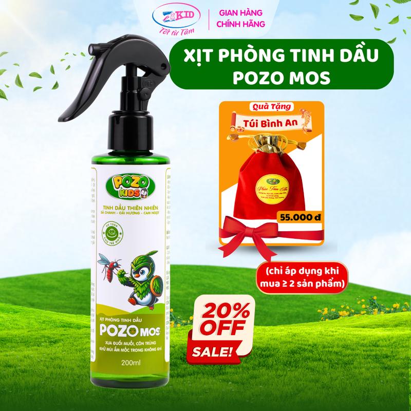  Xịt Phòng Tinh Dầu Đuổi Muỗi Pozo Mos - Đuổi Muỗi Khử Mùi Thơm Phòng Thư Giãn Hiệu Quả - An Toàn Cho Trẻ Nhỏ - Tinh Dầu Sả chanh Oải Hương Cam Ngọt. 
