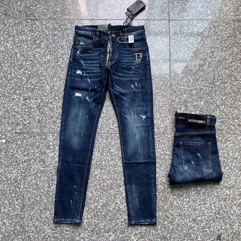 Quần jean nam DS, Q xanh trơn khoá logo D2 lệch hàng Quảng Châu