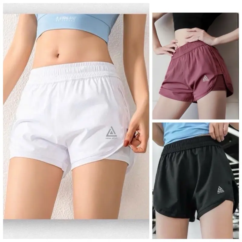 quần short thể thao tập gym yoga nữ 2 lớp lưng cao