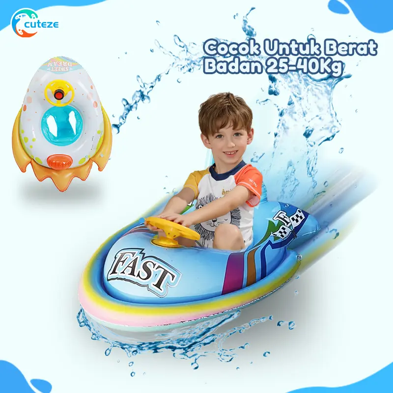 Pelampung Renang Baby Boat Dengan Roda Kemudi 90cm Terlaris Ban Berenang