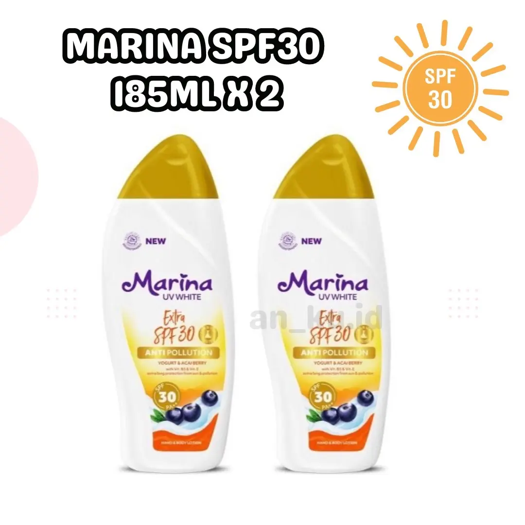 (BELI 1 DAPAT 2) Marina UV White Extra Spf30 185ml Anti Pollution