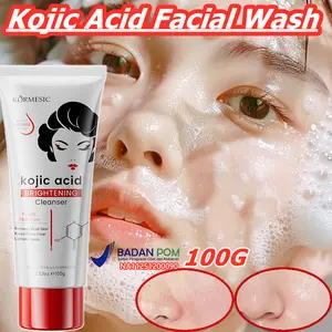 Facial Wash Whitening BPOM Pemutih Penghilang Flek Hitam Membandel Kojic Acid Brightening Cleanser 100g Pembersih Jerawat Dan Komedo Mencerahkan Warna Kulit Kontrol Minyak Anti Penuaan Melembabkan Ringan Dan Tidak Mengiritasi Pori-pori Bersih Dalam Kering