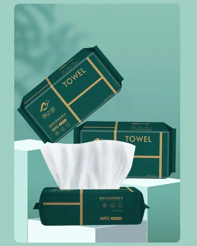 DT003  Disposable Cleansing Face Towel, 100% Cotton Viscose, 50 sheets/packet, 200mm x 200mm