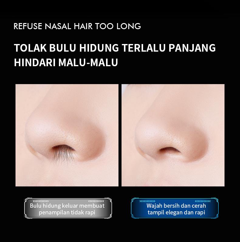 GECOMO Pemotong Bulu Hidung Manual Kepala Ganda 2-in-1, Mudah & Bersih, Putar Sekali Langsung Rapi