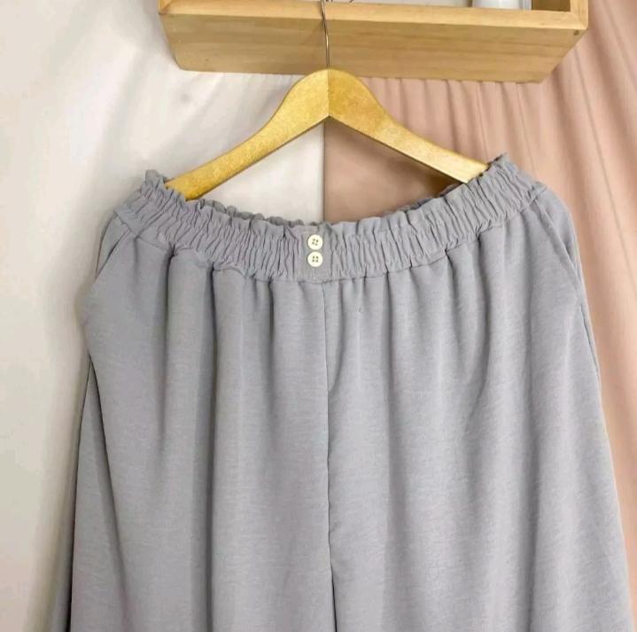 Kulot crincle kancing panjang jumbo bb 35-110kg- bumil big size bahan kringkel airflow pinggang