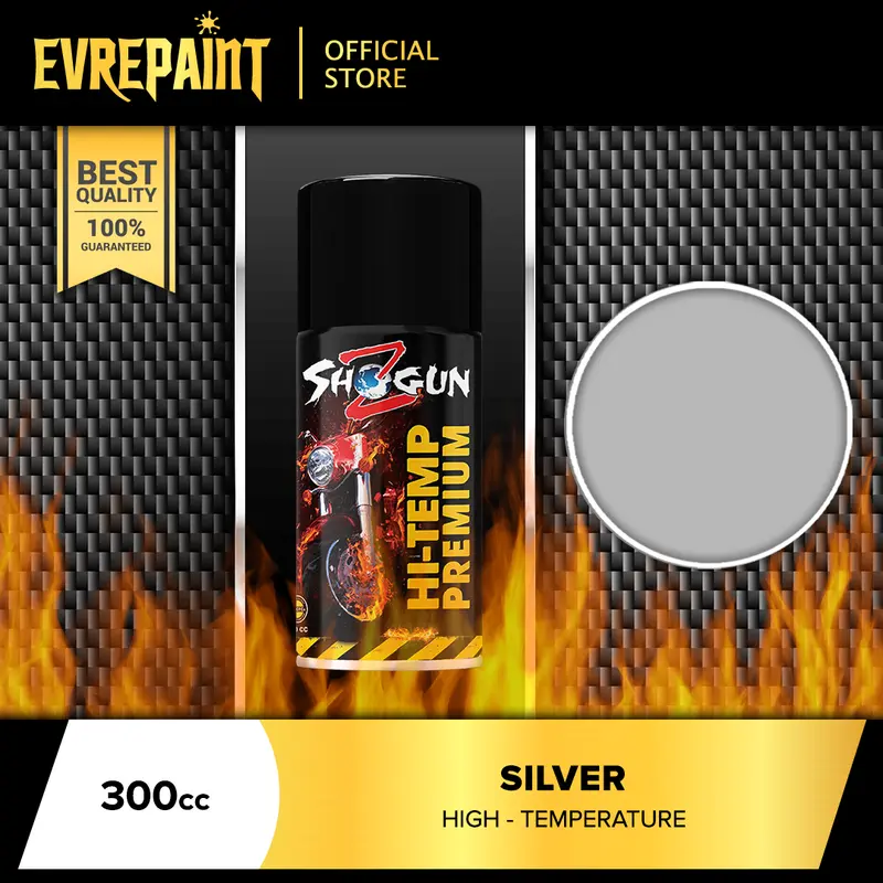 Pilox Pylox Pilox Shogun Z Paint Cat Semprot Motor Hi-Temp Black/Silver - Khusus Knalpot Hitam/Abu-Abu Tahan Panas 600 drajat 1