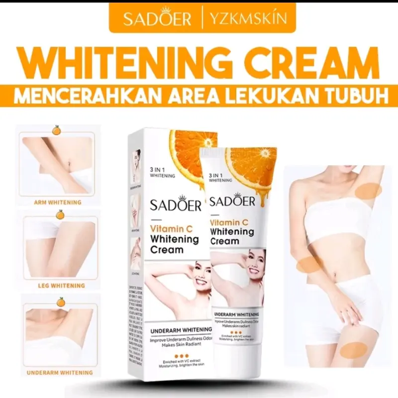 Pemutih Ketiak Sadoer/whitening cream vitamin C/kream perawatan kulit tubuh 1