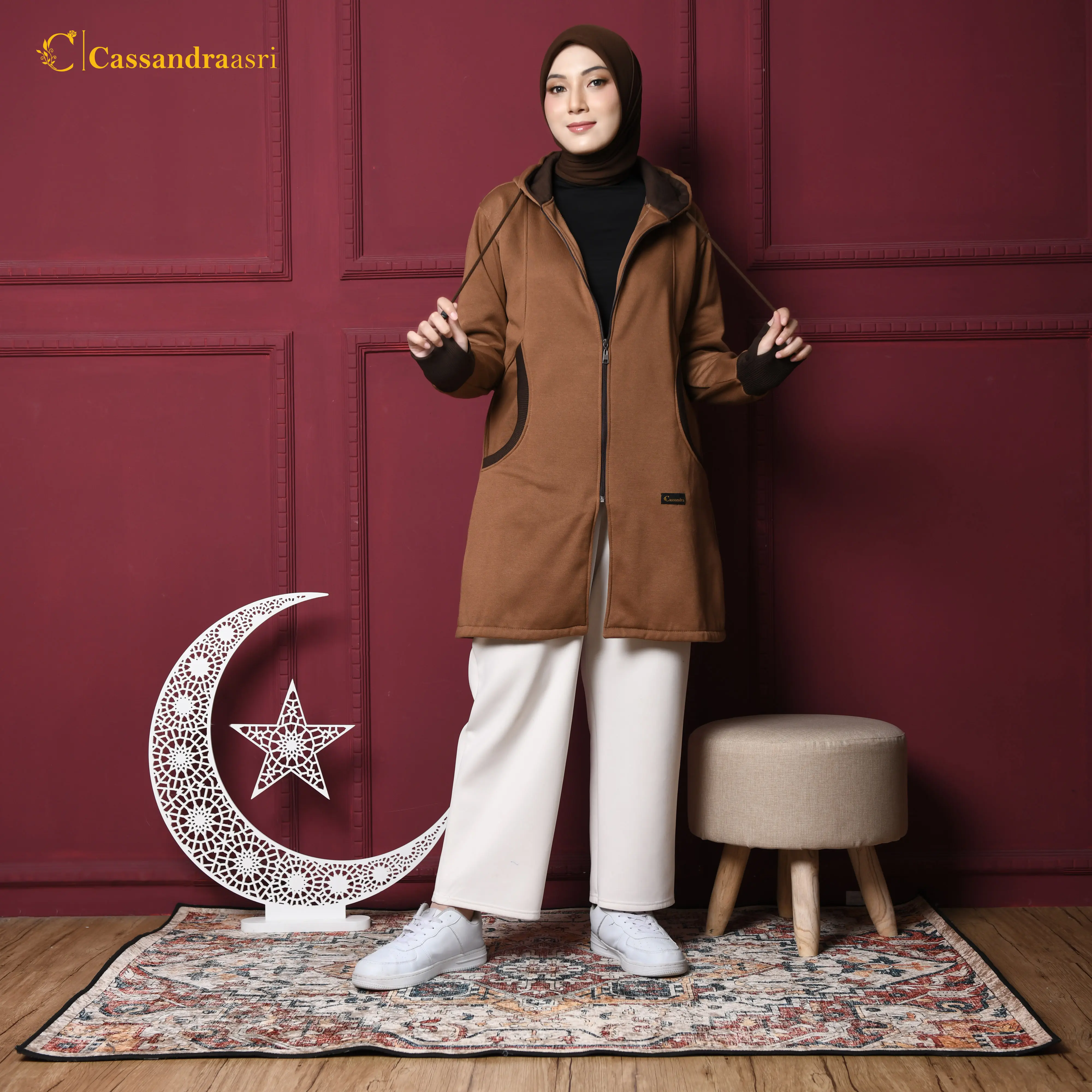 Cassandraasri Jaket Muslimah Jaket Hijab Panjang Jaket Hijaber Syar'i Terlaris Wanita Basic