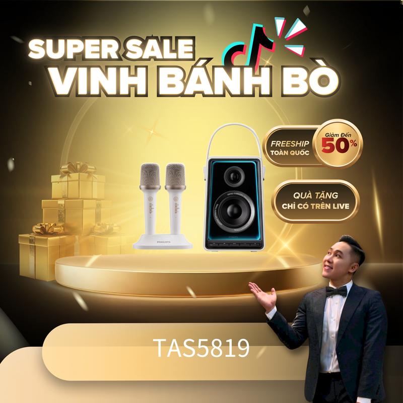 ĐỘC QUYỀN Vinh Bánh Bò Philips TAS5819 Loa Bluetooth Karaoke Âm Thanh Mạnh Mẽ 30W Pin 4000mAh Bluetooth 5.3