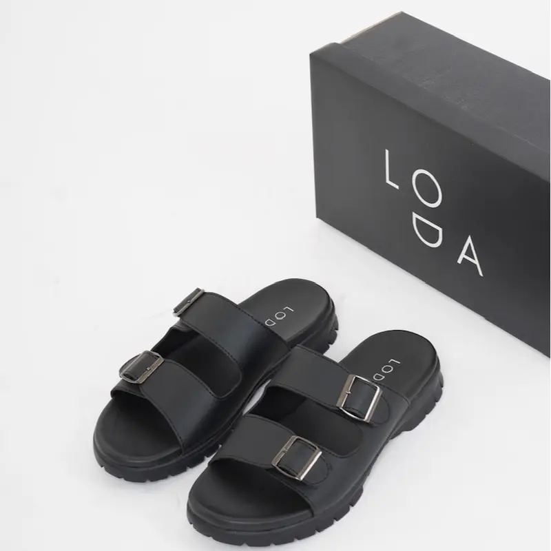 LODA - LD-01 Black Sandal Slide Kulit Pria Best Seller 3
