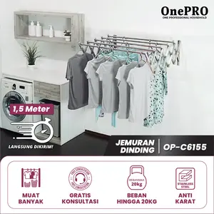 Jemuran Dinding OnePro Seri OP-C Stainless Steel 1M - 1,5M - 2M