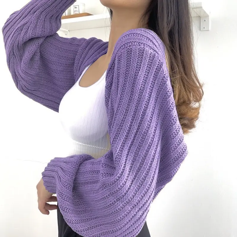 Baju Rajut Liam Lengan Panjang bolero cardigan Crop Simple Wanita 4