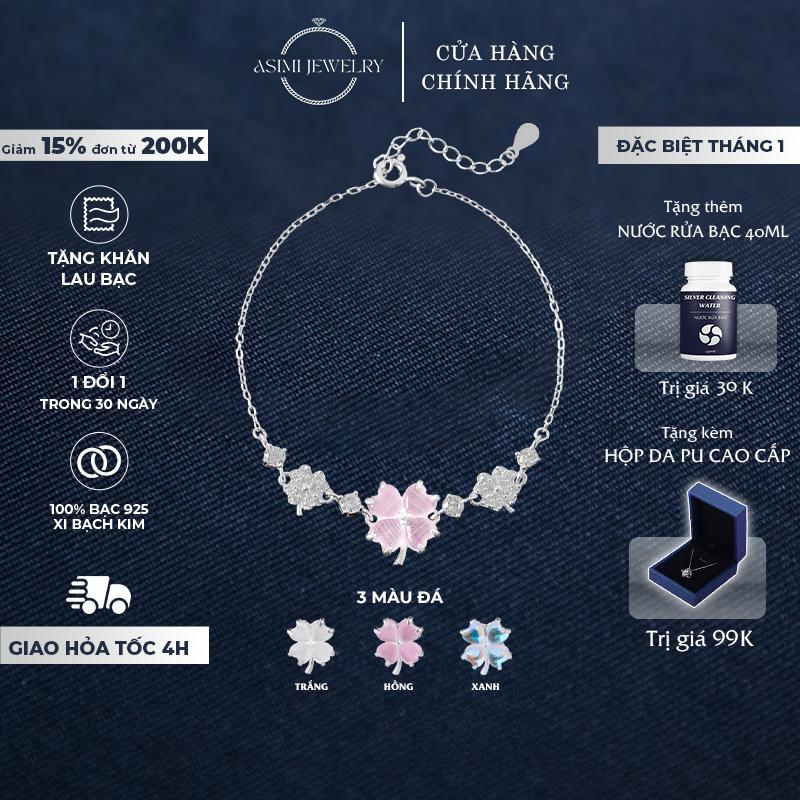 Lắc tay bạc nữ Cỏ 4 Lá Hồng Asimi lắc tay bạc Ý S925 nhẹ nhàng may mắn Love Letter Bloom LT52