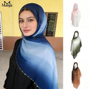【Stock MY】Gradient Tudung Shawl Chiffon Kecerunan Manik Logam Fashion Long Scarf Women's Muslim Premium Hijab Selendang Viral