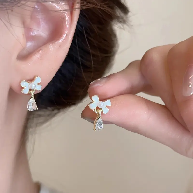 【Anting-anting】 【Pita kupu-kupu&Anting tetesan air】【COD】Pita kupu-kupu yang anggun，Segar dan manis，Anting Prancis，Model yang sama dengan selebriti，Anting wanita berbentuk tetesan air,Earrings 7