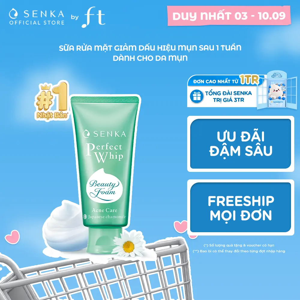 Sữa rửa mặt sạ̣ch mụn kháng khuẩn SENKA PERFECT WHIP ACNE CARE 100G