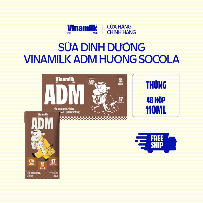  Sữa dinh dưỡng Socola Vinamilk ADM - Thùng 48 hộp 110ml 