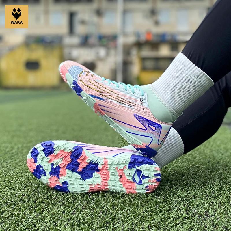 [TẶNG QUÀ] Giày bóng đá WAKA phiên bản Wakafly đế cao su_Giày đá bóng cổ cao đế đệm EVA sân nhân tạo (khâu đế) Sport Đá Banh