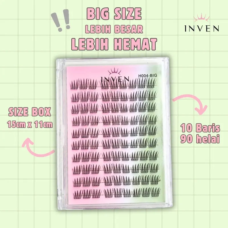 [ BIG SIZE TANPA LEM ] H004 Bulu Mata Palsu LANGSUNG TEMPEL INVEN Premium Eyelash CAT EYE kode : H004 FREE PINSET / Tweezer hasil natural bulumata extensions bulu mata 1