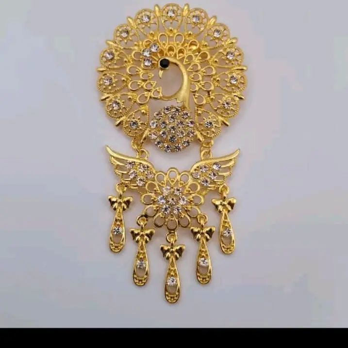 Bros KutuBaru Elegan Motif Angsa & Bunga Mata Dua Warna Gold Silver Clips 8