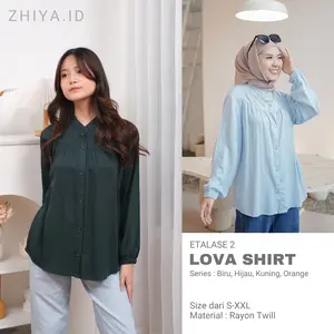 Lova Shirt (part 2) Kemeja Polos Wanita Bahan Rayon Twill