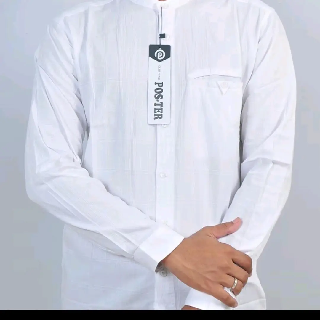 KEMKO POSTER KEMEJA KOKO POLOS KERAH SANGHAI Muslim Pria Dewasa  Atasan