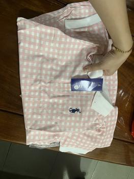 Product Review of Váy đuôi cá cổ bẻ caro hồng pastel hình thêu xinh yêu dành cho bé gái từ 10-20kg from V**H 0