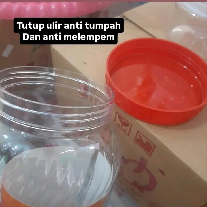 Toples plastik tabung TP5 / pet / kue kering / kerupuk / ulir tutup merah / silinder / polos / gula / cendol / es campur / es teler / buah / jelly / manisan / snack / jajan timbangan / kiloan 1