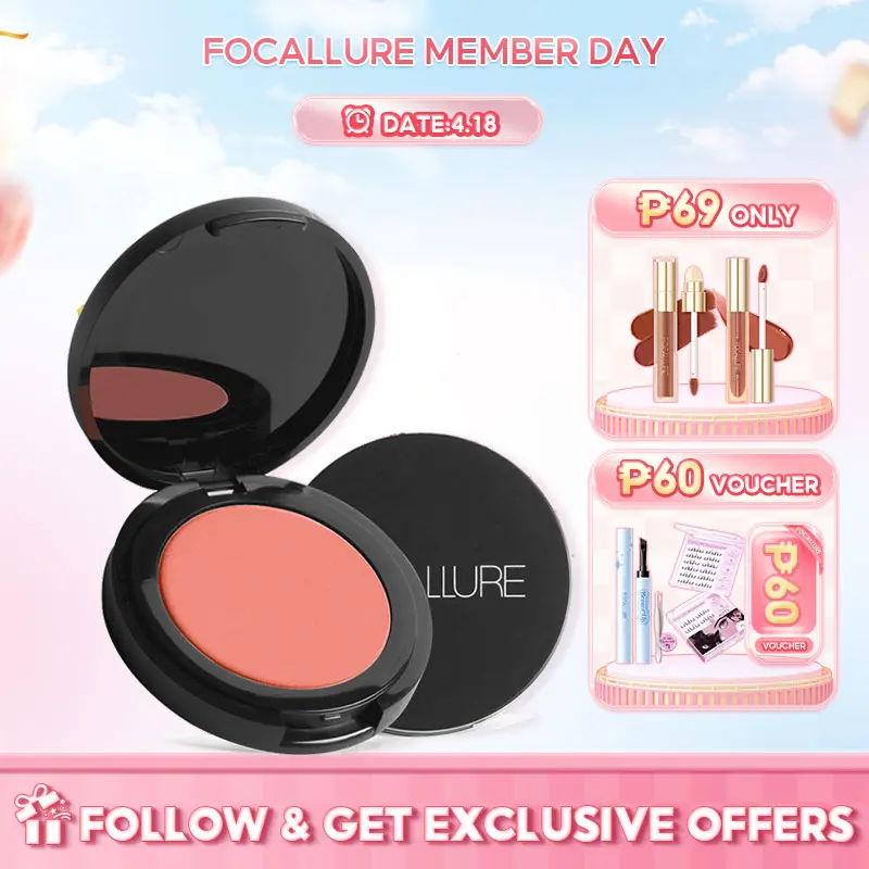 【Buy 3 Get Free Highlighter】FOCALLURE 4 Colors Face Mineral Pigment Blush Powder