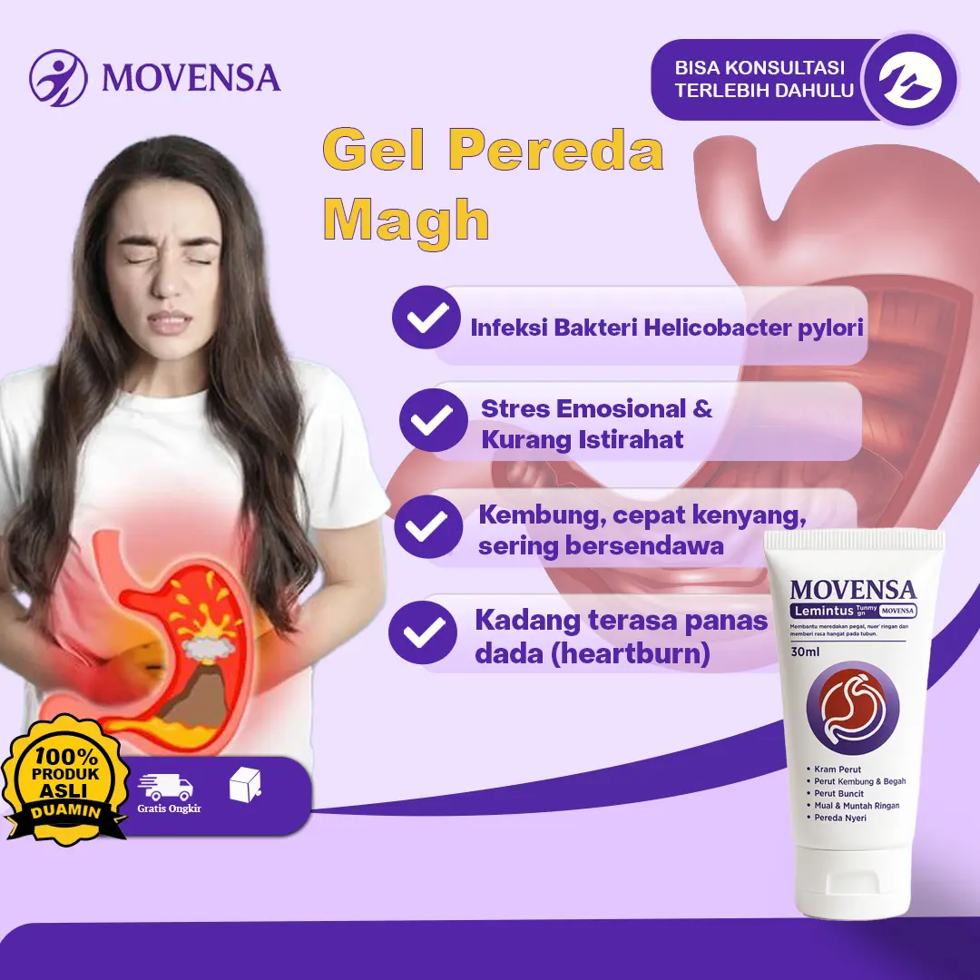 Movensa Tummy Gel Lemintus untuk Perut Herbal Alami, Solusi Harian untuk Kram, Kembung & Begah Agar Tubuh Lebih Nyaman