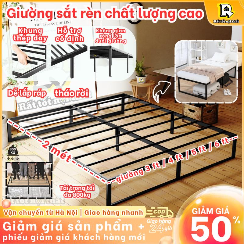 1m/1m2/1m4/1m6/1m8 Giường khung sắt chắc chắn kích thước Cao 34cm mới 100% tại xưởng