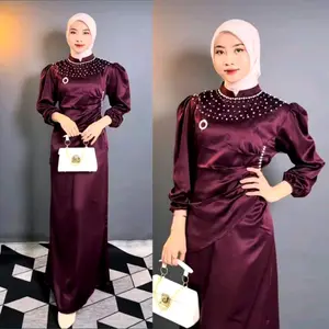 ( Vina Dress Spesial Burgundy ) Dress Kondangan Viral Termurah | Gaun Kondangan Rok Duyung | Dress Kondangan Terbaru