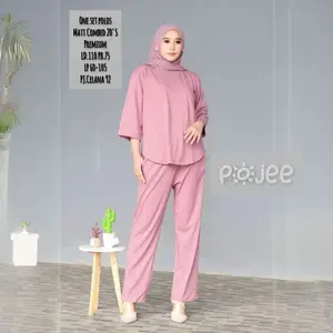 POJEE One Set Wanita Simple Elegan Polos Bahan Combed 20's Premium Setelan untuk Daily Outfit dan Rumahan