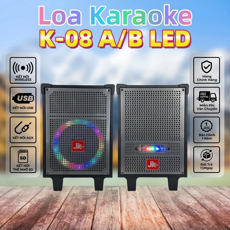 Mẫu mới JK-K08 A B 150W Loa Karaoke Di Động Nghe Nhạc Xách Tay Bluetooth LED Bass 20cm 2 Micro không dây Loa ngoài trời Loa gia đình - Bảo Hành 12 Tháng