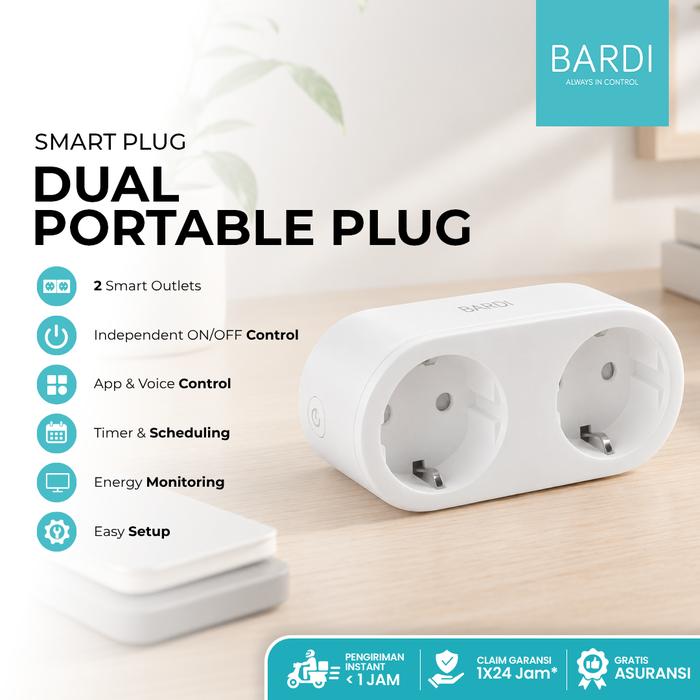 Gambar BARDI Dual Smart Plug Stop Kontak Pintar 2 Lubang Socket - Garansi Resmi 1 Tahun dari BARDI Official Store Kota Administrasi Jakarta Barat Tokopedia