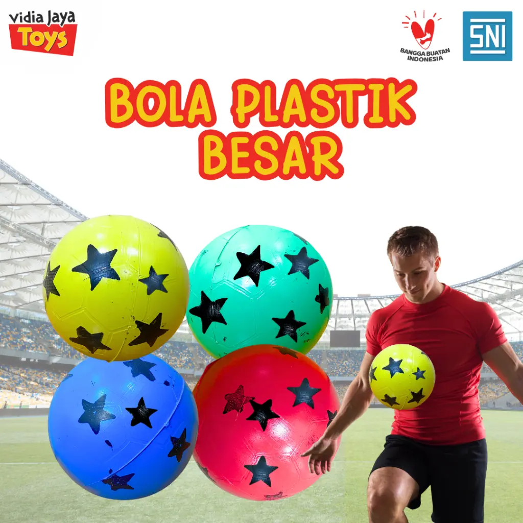 Bola Futsal Plastik Besar Motif Bintang Mainan Seru untuk Anak