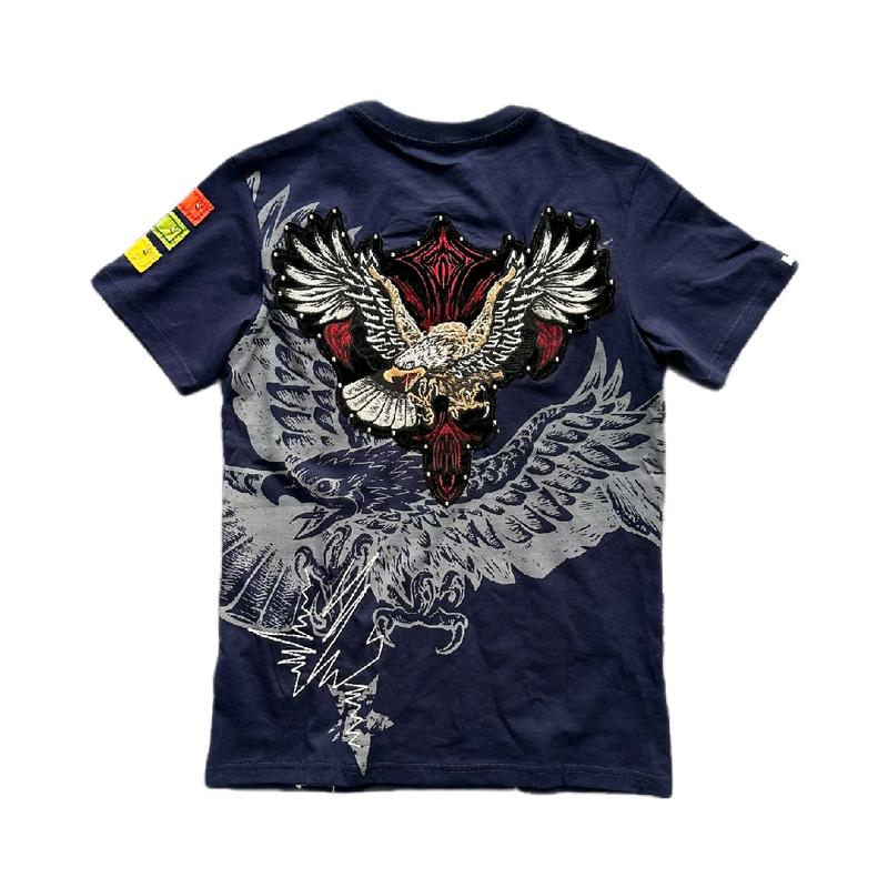   TH45 Áo thun nam đại bàng thêu chất liệu cotton cao cấp - Cổ Tròn màu xanh áo  thun Menswear Menswear 