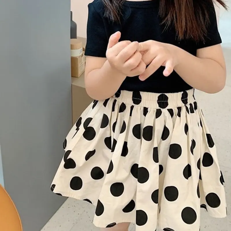 3-9Years Kids Girls Cute Pleated Polka Dot Skirt
