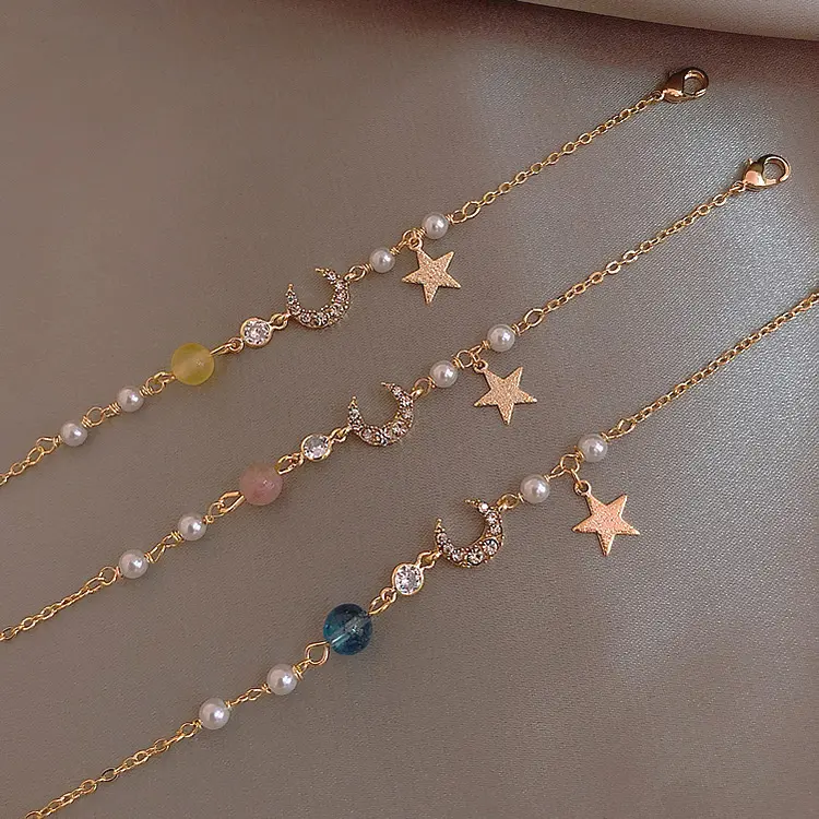 【Jojoo】Bracelet Star Moon Zircon Pearl Bracelet