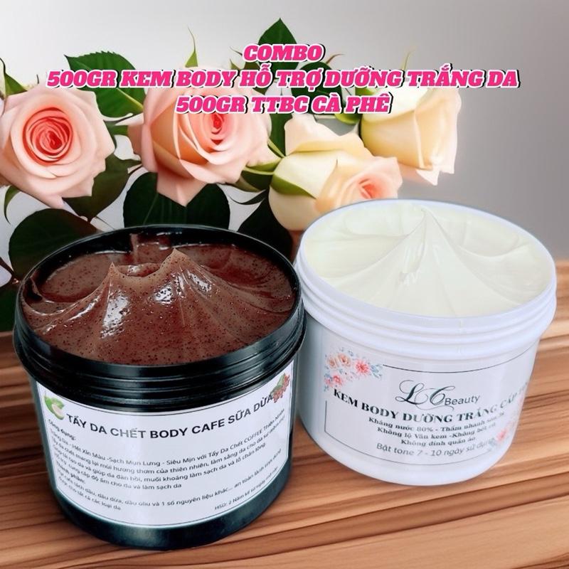 COMBO KEM BODY HỖ TRỢ DƯỠNG TRẮNG DA + TẨY TẾ BÀO CHẾT CÀ PHÊ ( tổng 2 hủ 1kg ) Dưỡng Da Body Dưỡng Body Massage