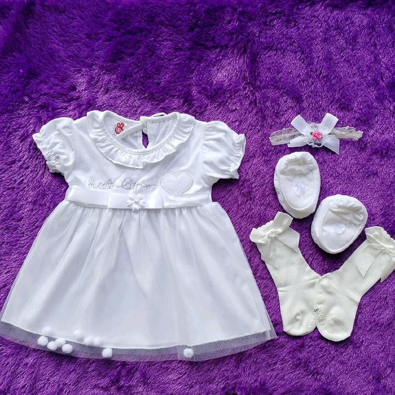 Baju Bayi Perempuan 0-12 Bulan/Dress Bayi Putih/Dress baby 1 Set/Dress+Bandana+Sepatu/Gaun Bayi Viral /Dress Bayi korea/kado bayi nb / Fashion baby/ Parsel/PURPLE BABY 0