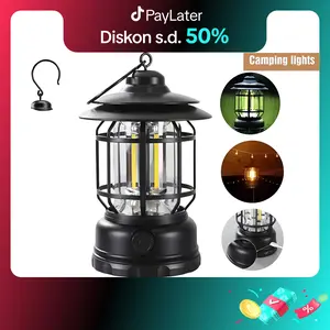 Lampu Camping Lentera Gantung Retro Petromax Rechargeable / Lampu Emergency cas USB Outdoor lampu lentera