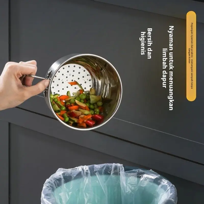 Wastafel dapur keranjang penguras stainless steel baskom cuci multifungsi keranjang penyimpanan sayuran dan buah-buahan keranjang penyimpanan sumpit dan sendok 2