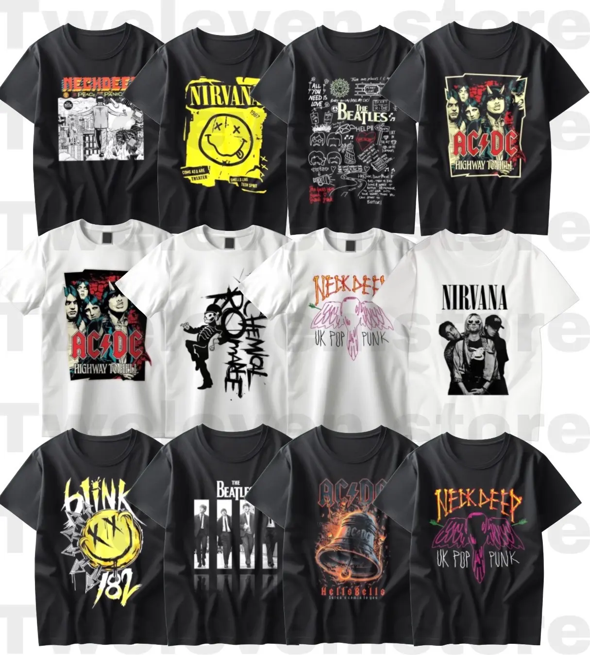 ISI 3 PCS KAOS BAND KAOS MUSIK KAOS METAL DISTRO PRIA&WANITA UNISEX RANDOM LENGAN PENDEK FULL TAG SABLON PLASTISOL BAHAN SEMI KATUN CAMPURAN POLYSTER